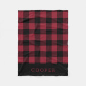 Crimson en Black Buffalo Check Monogram Fleece Deken (Voorkant)