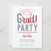 Crimson en Gray Graduation Party Kaart (Voorkant)