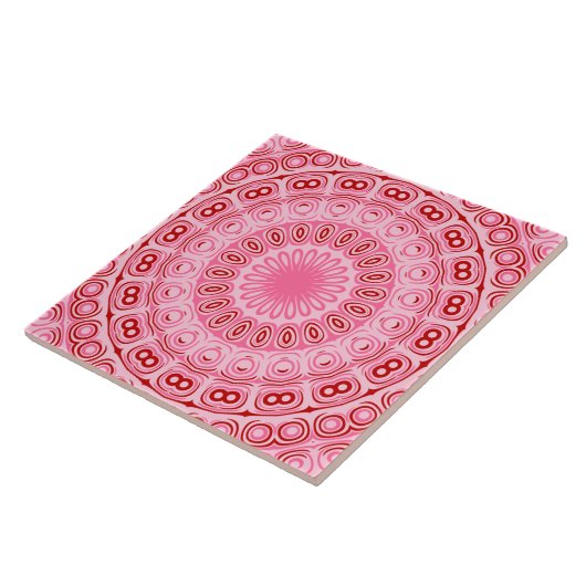 Crimson en roze mandala patroon tegeltje (Zijkant)