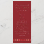 Crimson & Evergreen Kerst Bruiloft Flat Programma (Voorkant)