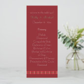 Crimson & Evergreen Kerst Bruiloft Flat Programma (Staand voorkant)