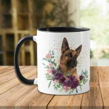 Crimson Floral Bouquet Allemand Berger Chien Mug