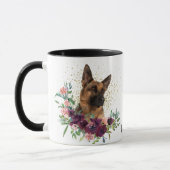 Crimson Floral Bouquet Allemand Berger Chien Mug (Gauche)