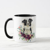 Crimson Floral Bouquet Border Collie Dog Mok (Links)