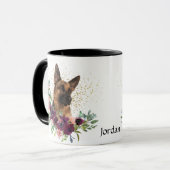 Crimson Floral Bouquet German Shepherd Dog Mok (Voorkant links)