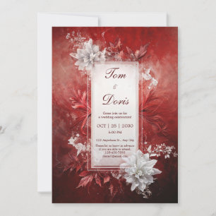Crimson Floral Elegance Faire-part de mariage