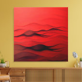 Crimson Flow – Abstract Red Waves of Motion Canvas Afdruk (Insitu (Woonkamer))