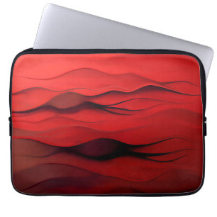 Crimson Flow – Abstracte Rode Bewegingsgolven Laptop Sleeve