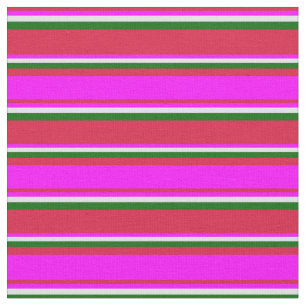 Crimson, Fuchsia, Lavender en Donkere groene lijne Stof