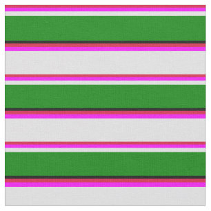 Crimson, Fuchsia, Lavender, Green en Black Stof
