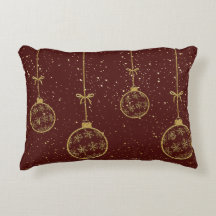 Crimson & Gold Ornament Christmas Accent Pillow