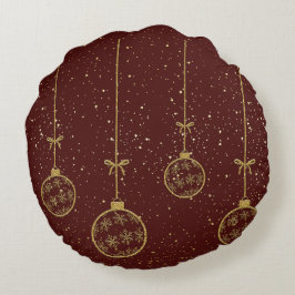Crimson & Gold Ornament Christmas Round Pillow Rond Kussen