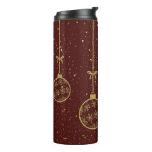 Crimson & Gold Ornament Kerst Thermos Bekertje