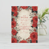 Crimson Gothic Floral Soirée Kaart (Staand voorkant)