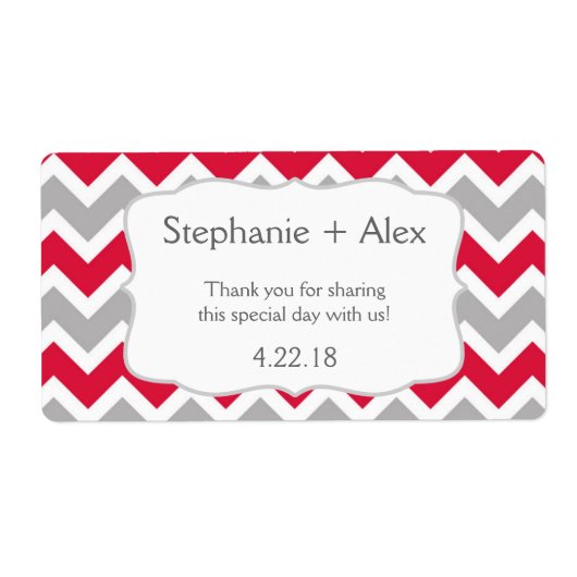 Crimson Grey Chevron Water Bottle - pas het aan! Etiket (Voorkant)