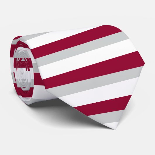 Crimson Grey en White, horizontaal gestreept Strop Stropdas (Opgerold)