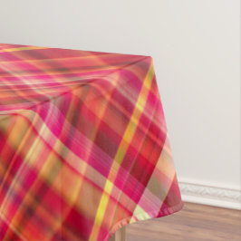 Crimson laat rood, geel en roze plakken achter tafelkleed