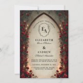 Crimson Lantern Gothic Wedding Kaart (Voorkant)