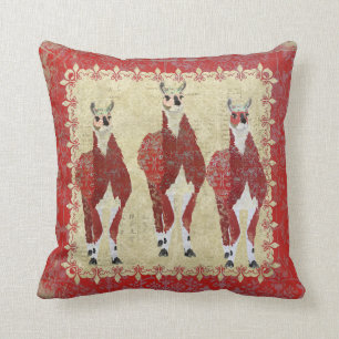 Crimson Llamas Boho Mojo Pillow Kussen