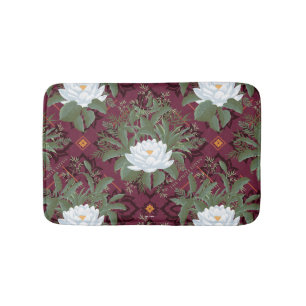 Crimson Lotus Elegance Patroon - De Witte Lotus Badmat