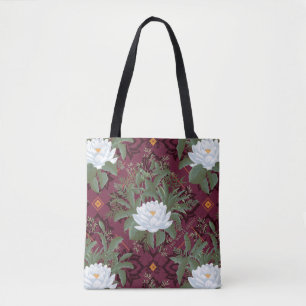 Crimson Lotus Elegance Patroon - De Witte Lotus Draagtas