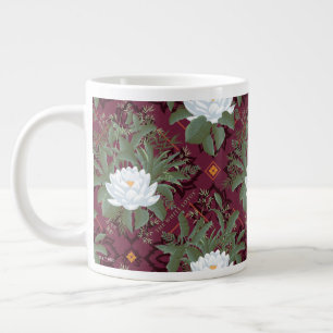 Crimson Lotus Elegance Patroon - De Witte Lotus Extra Grote Beker