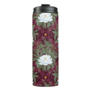 Crimson Lotus Elegance Patroon - De Witte Lotus Thermosbeker