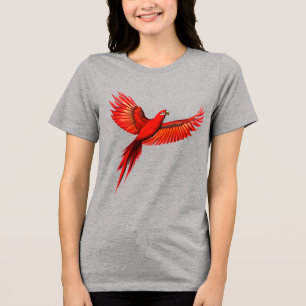 Crimson Macaw / rode papegaai tijdens de vlucht Tri-Blend Shirt