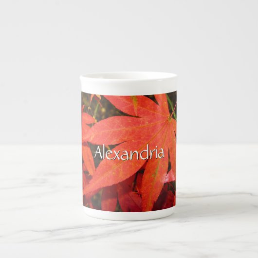 Crimson Maple Leaves - Gepersonaliseerd Porselein Kop (Voorkant)