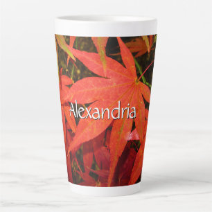 Crimson Maple Leaves - Groot Gepersonaliseerd Latte Mok