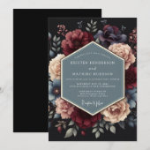 Crimson Midnight Flora Wedding Kaart (Voorkant / Achterkant)