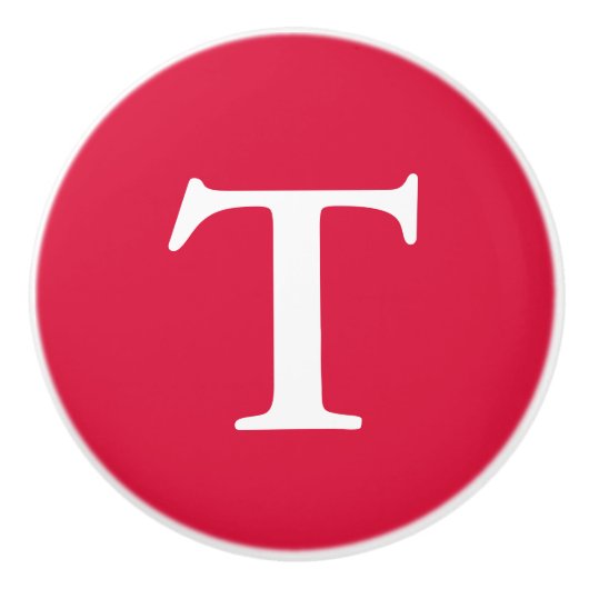 Crimson Monogrammed Keramische Knop (Voorkant)