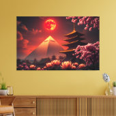 Crimson Moon: Lotus Sanctuary Canvas Afdruk (Insitu (Woonkamer))