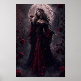Crimson Moon Queen Gotische Fantasy Poster