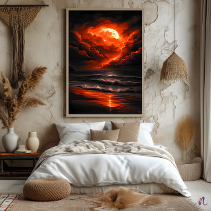Crimson Moon Tempest – Vurige Storm boven de Oceaa Poster