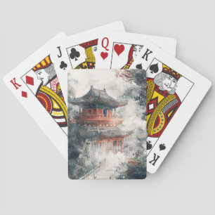 Crimson Mountain Pagoda Inktwash (1) Pokerkaarten