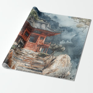 Crimson Mountain Pagoda Inktwash (2) Cadeaupapier