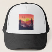 Crimson Mountains Landschap Trucker Pet (Voorkant)