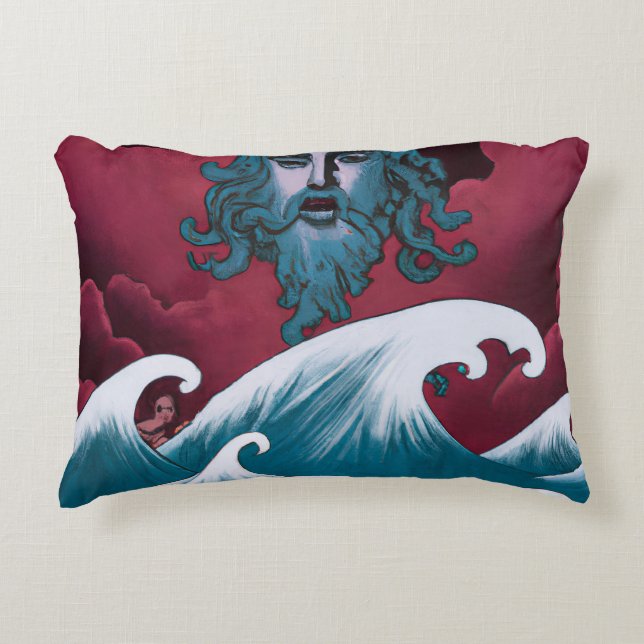 Crimson Neptune olieverfschilderij Accent Kussen (Voorkant)