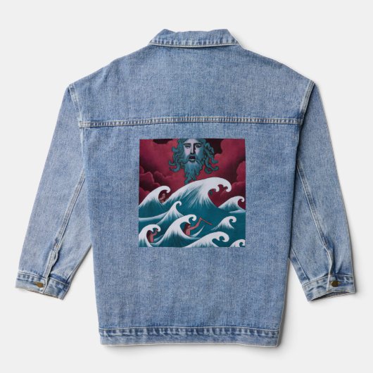 Crimson Neptune olieverfschilderij Denim Jacket (Achterkant)
