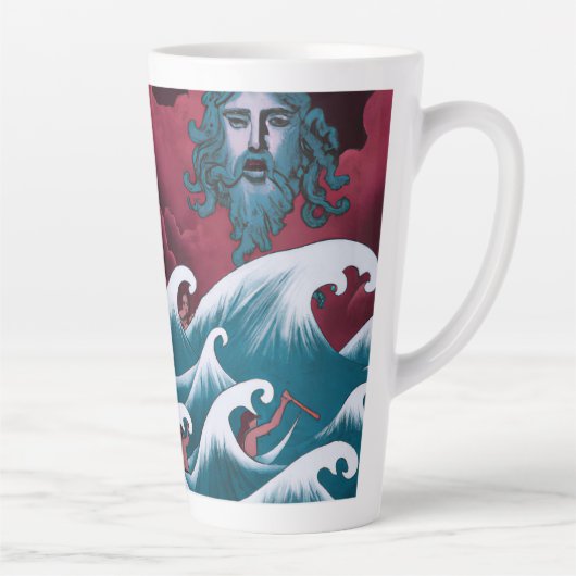 Crimson Neptune olieverfschilderij Latte Mok (Rechts)