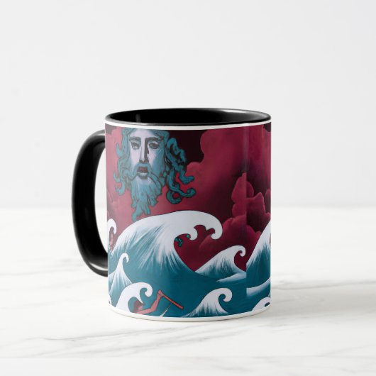 Crimson Neptune olieverfschilderij Mok (Voorkant links)