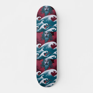 Crimson Neptune olieverfschilderij Skateboard