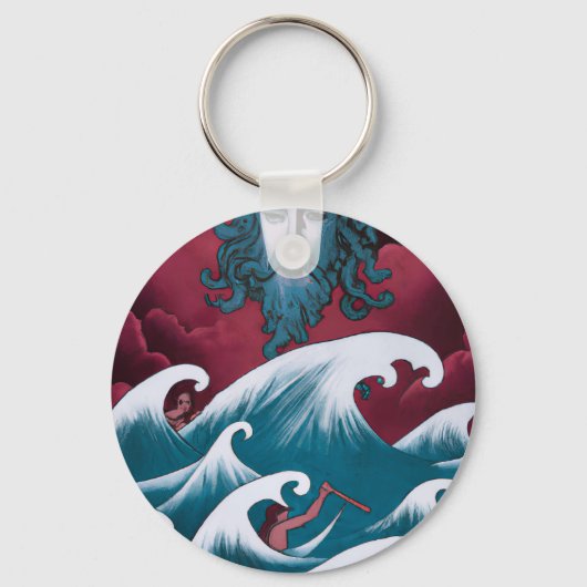 Crimson Neptune olieverfschilderij Sleutelhanger (Voorkant)