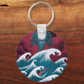 Crimson Neptune olieverfschilderij Sleutelhanger (Achterkant)