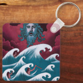 Crimson Neptune olieverfschilderij Sleutelhanger (Achterkant)