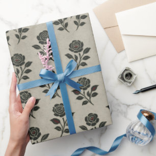 Crimson Nocturne Bloom Victoriaans Cadeaupapier
