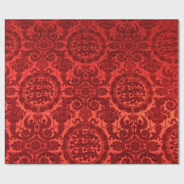 Crimson Noel Damask Wrapping Paper Cadeaupapier