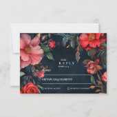 Crimson Noir Wedding RSVP Kaartje (Voorkant)