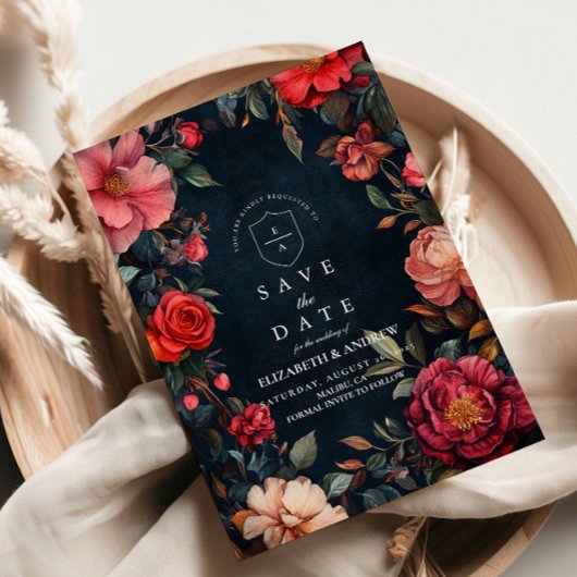 Crimson Noir Wedding Save The Date